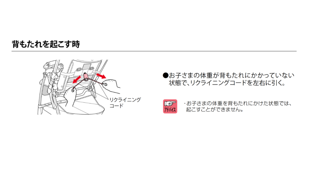 ラクーナクッションフリーAC背もたれを起こすとき